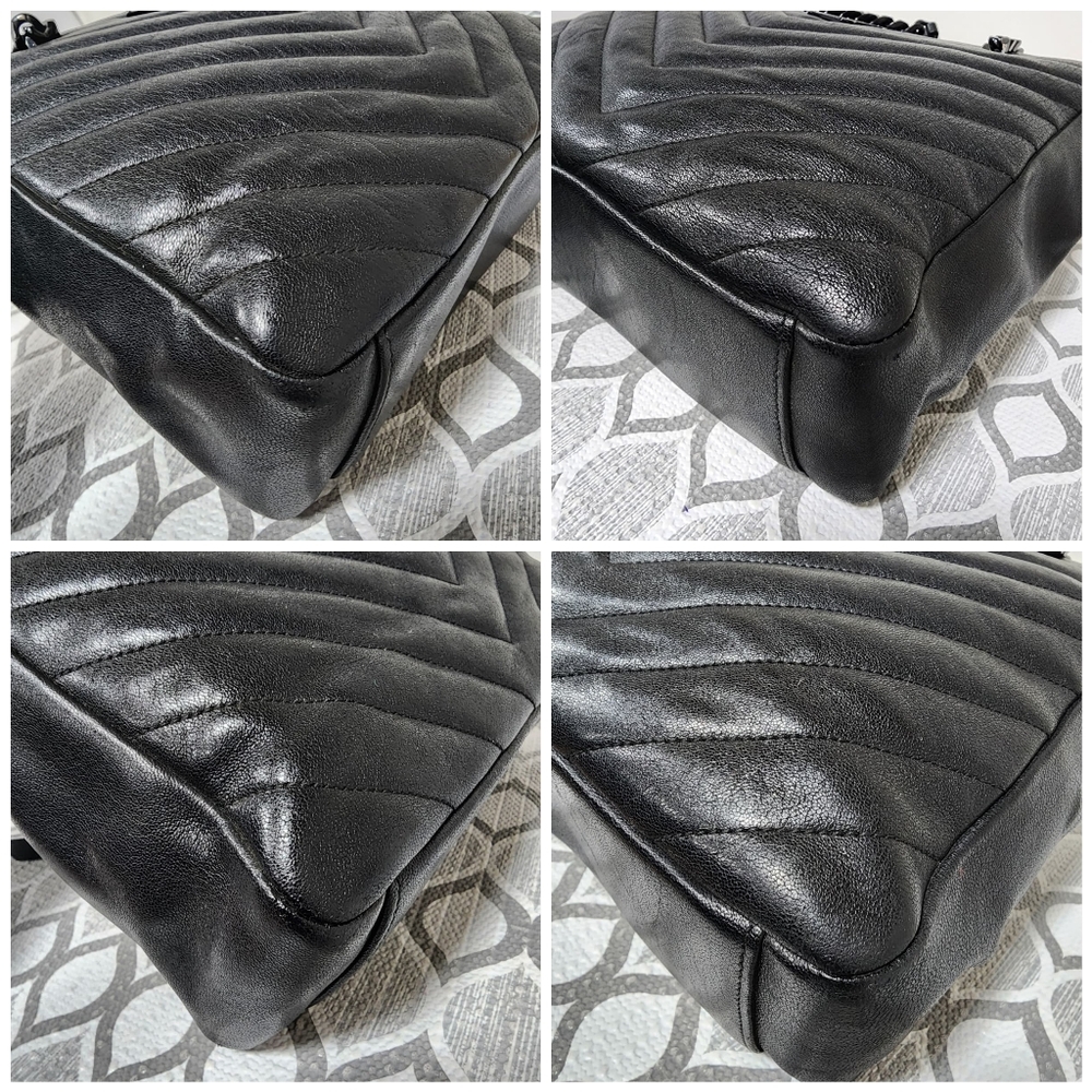 Saint Laurent Sheepskin Matelasse Chevron Slim Monogram Shopping Bag - Picture 11 of 12